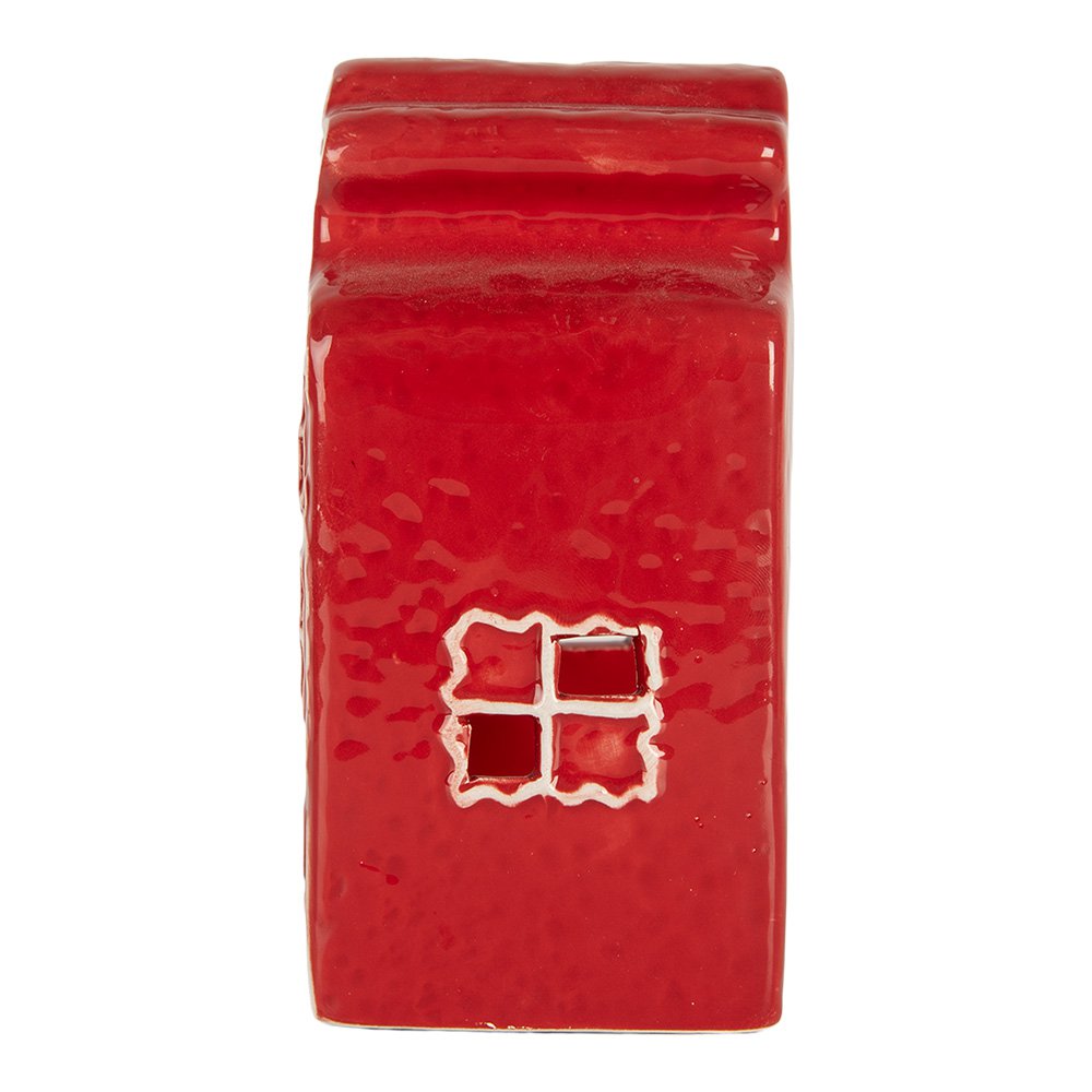 Waxinelichthouder huis 8x7x13 cm rood keramiek