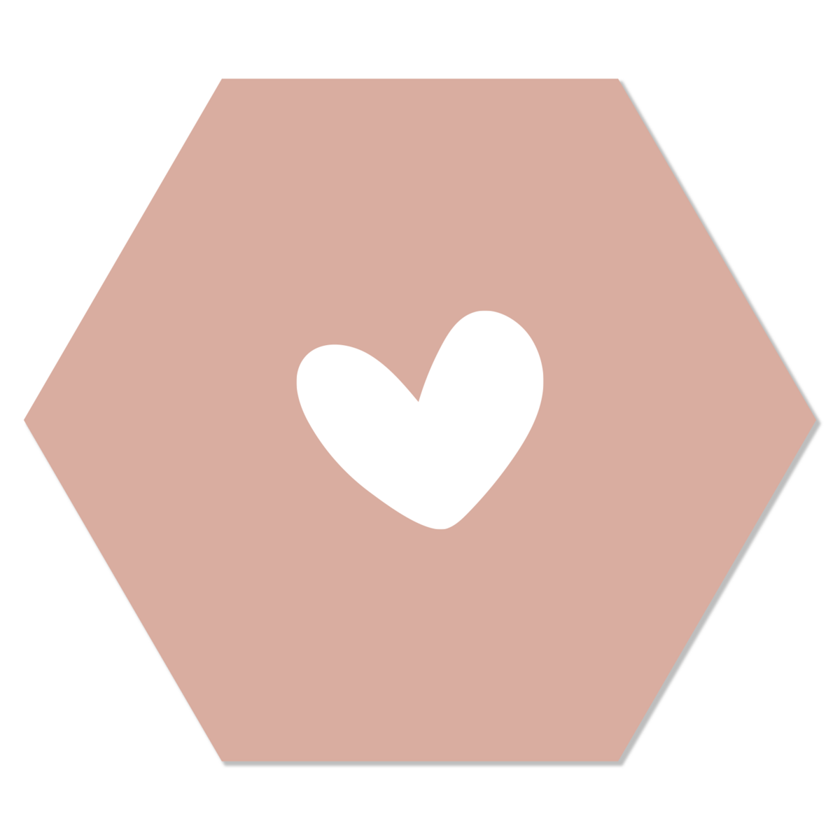 Wall hexagon heart salmon