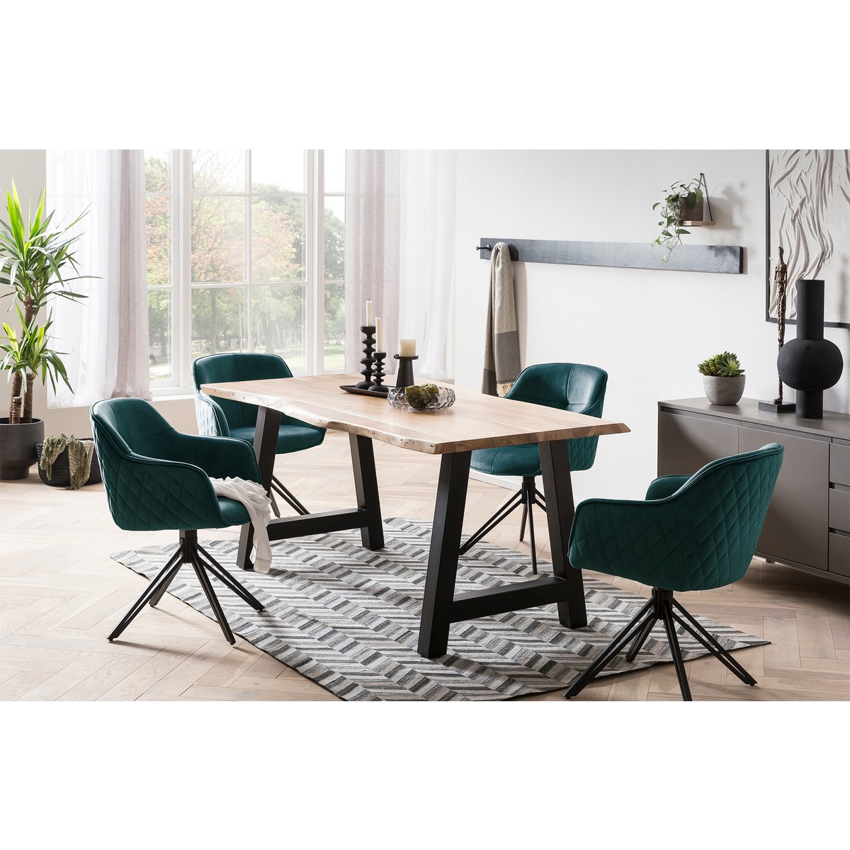 Fauteuil met honingraatquilt groen