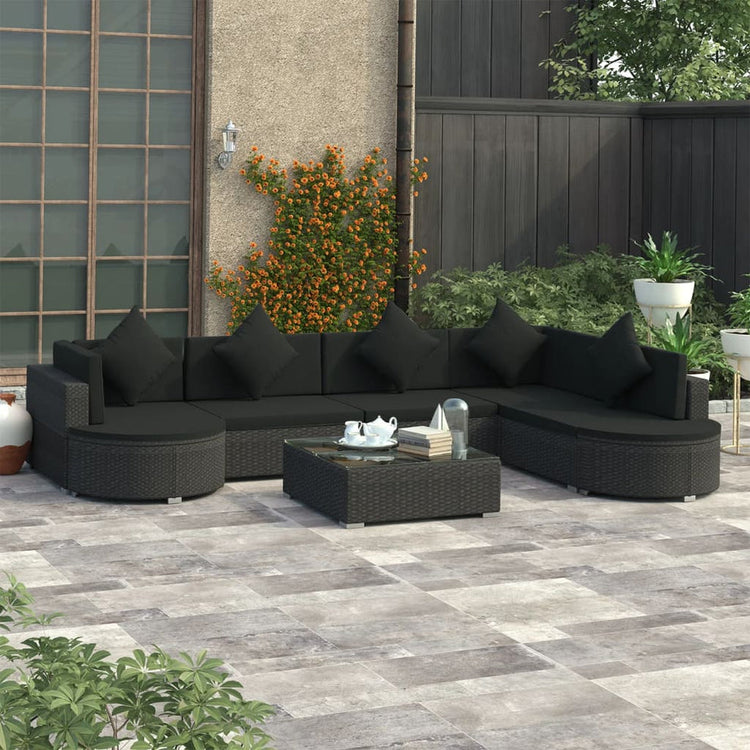8-delige loungeset met meerdere zitplaatsen en tafel voor tuin