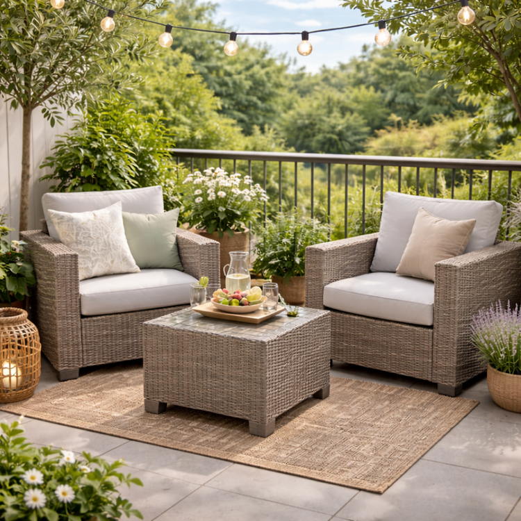 4-delige loungeset met bank en tafel voor tuin of terras