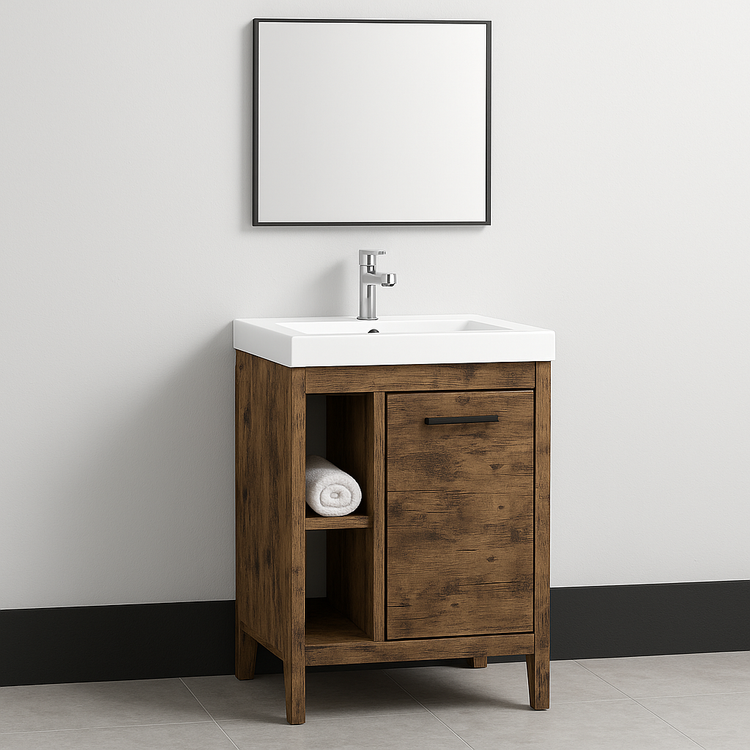 badkamerkaptafels van oud hout voor de badkamer