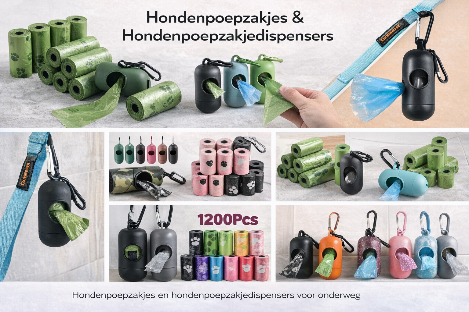 Hondenpoepzakjes en hondenpoepzakjedispensers voor onderweg