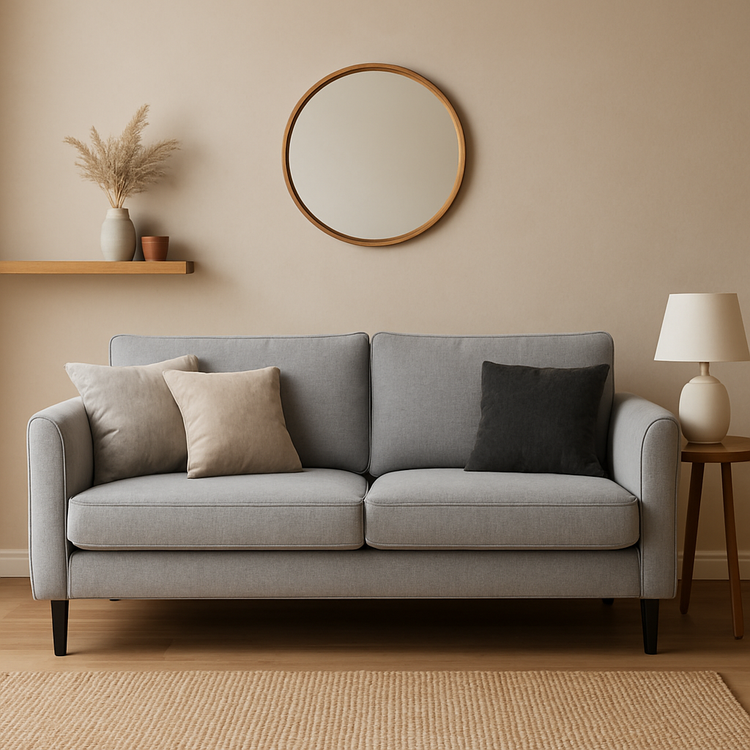 lichtgrijze banken voor een frisse woonstijl