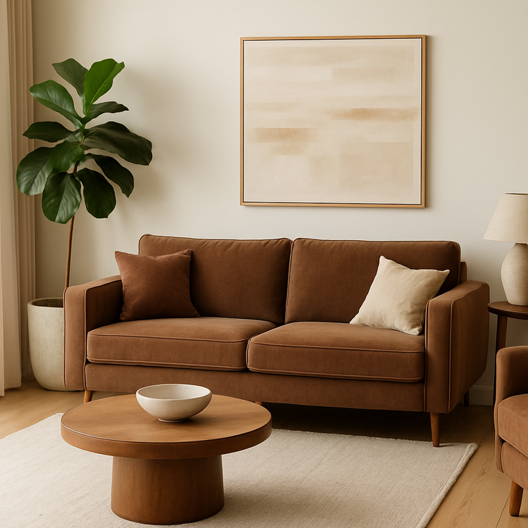 bruine banken voor warme woonkamers