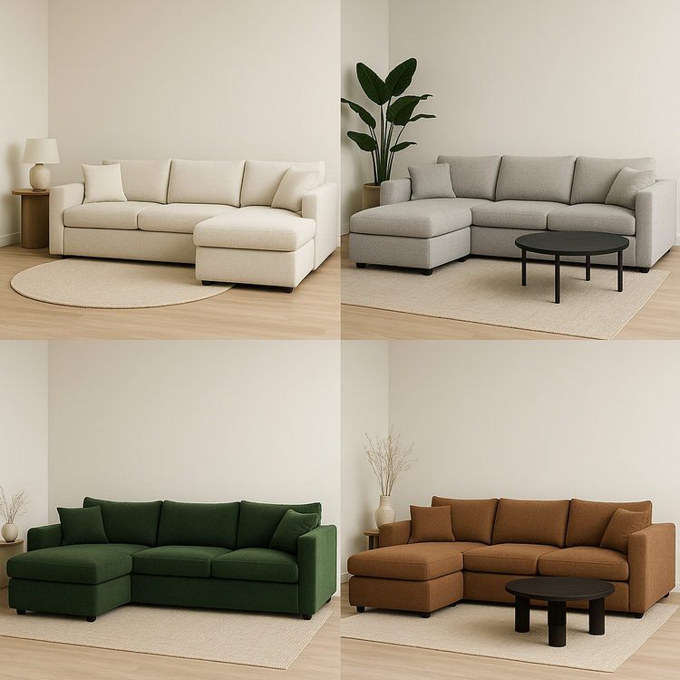 hoekbanken met ruime zitplaatsen voor de woonkamer