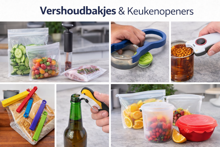 Keuken accessoires voor eten bewaren en potten openen
