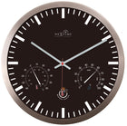 Wandklok 25 cm aluminium zwart weerstation