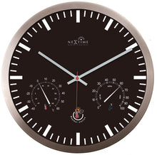 Nextime Ne-90513Zw Wandklok + Weerstation 25Cm Zwart Rc Aluminium