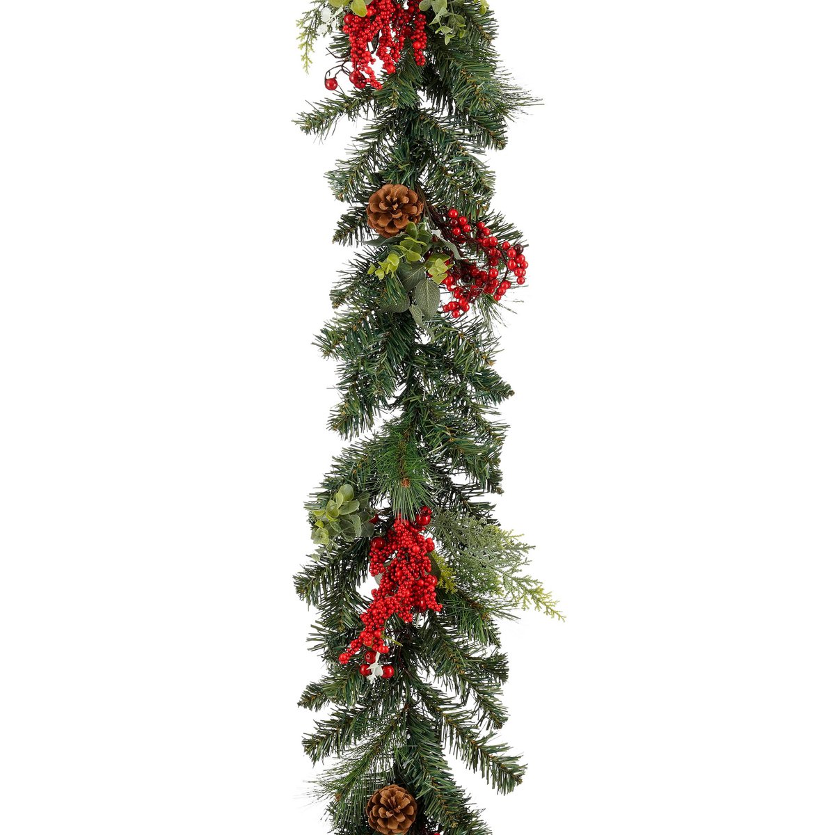 Kerstguirlande 180 cm groen rood met dennenappels