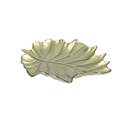 Serveerschaal groen blad 23x28x3.5 cm glas
