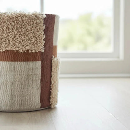 Opbergmand katoen 30x25 cm beige bruin