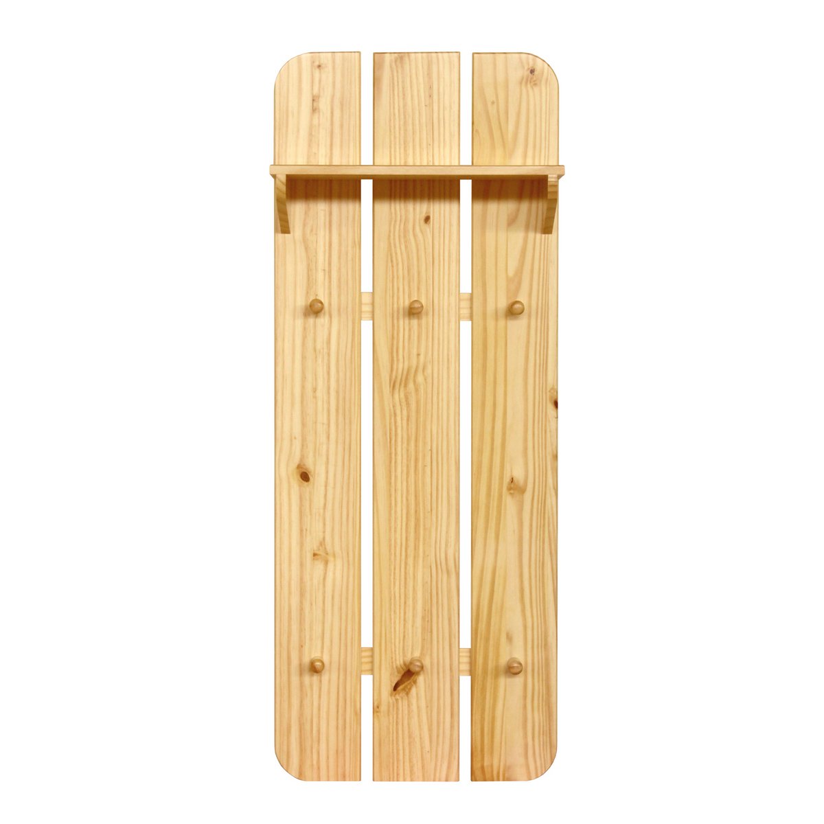 Wandkapstok Met 6 Haken En 1 Plank Van Massief Grenen