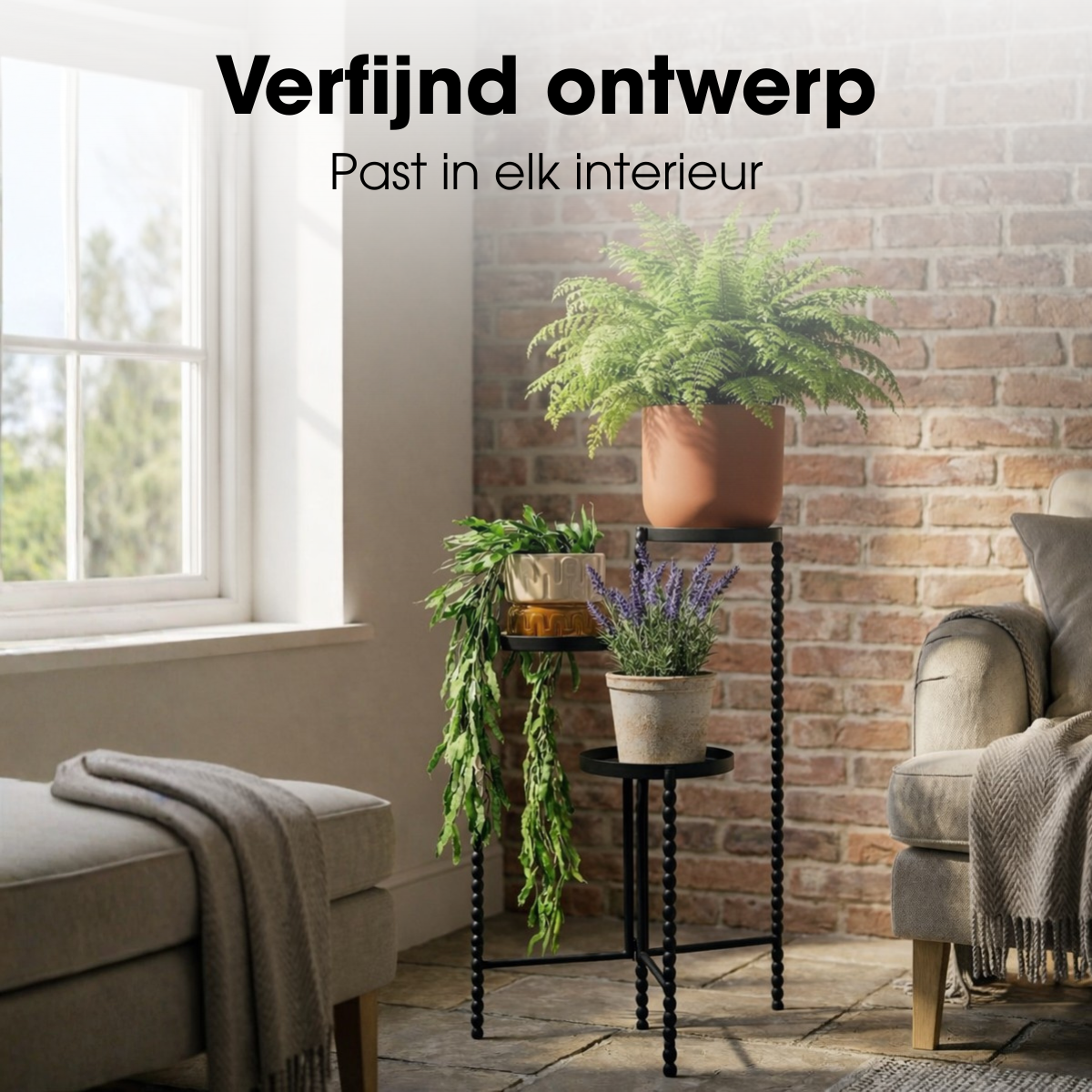 Plantenstandaard 70 cm zwart ijzer