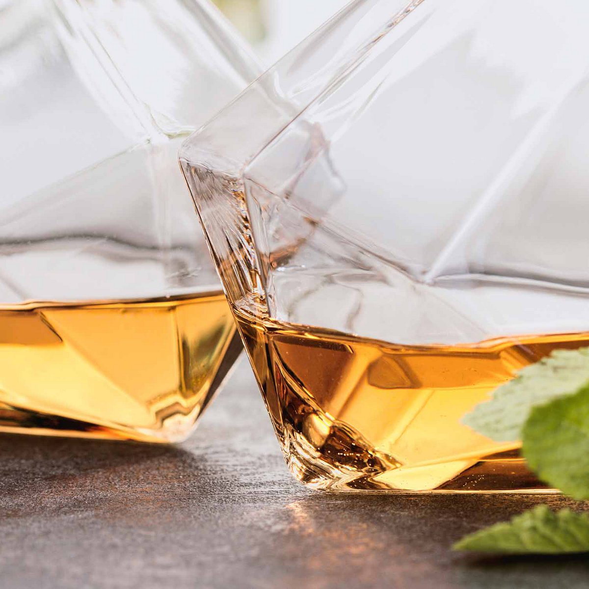 Whiskey glazen diamantvormig set van 2 borosilicaatglas