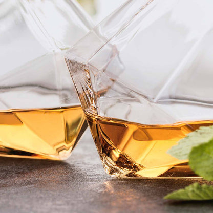 Whiskey glazen diamantvormig set van 2 borosilicaatglas