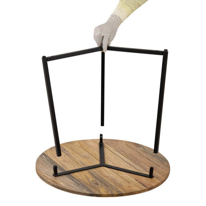 Salontafel Zijtafel Vast Hout 56 Cm Metalen Frame Zwart