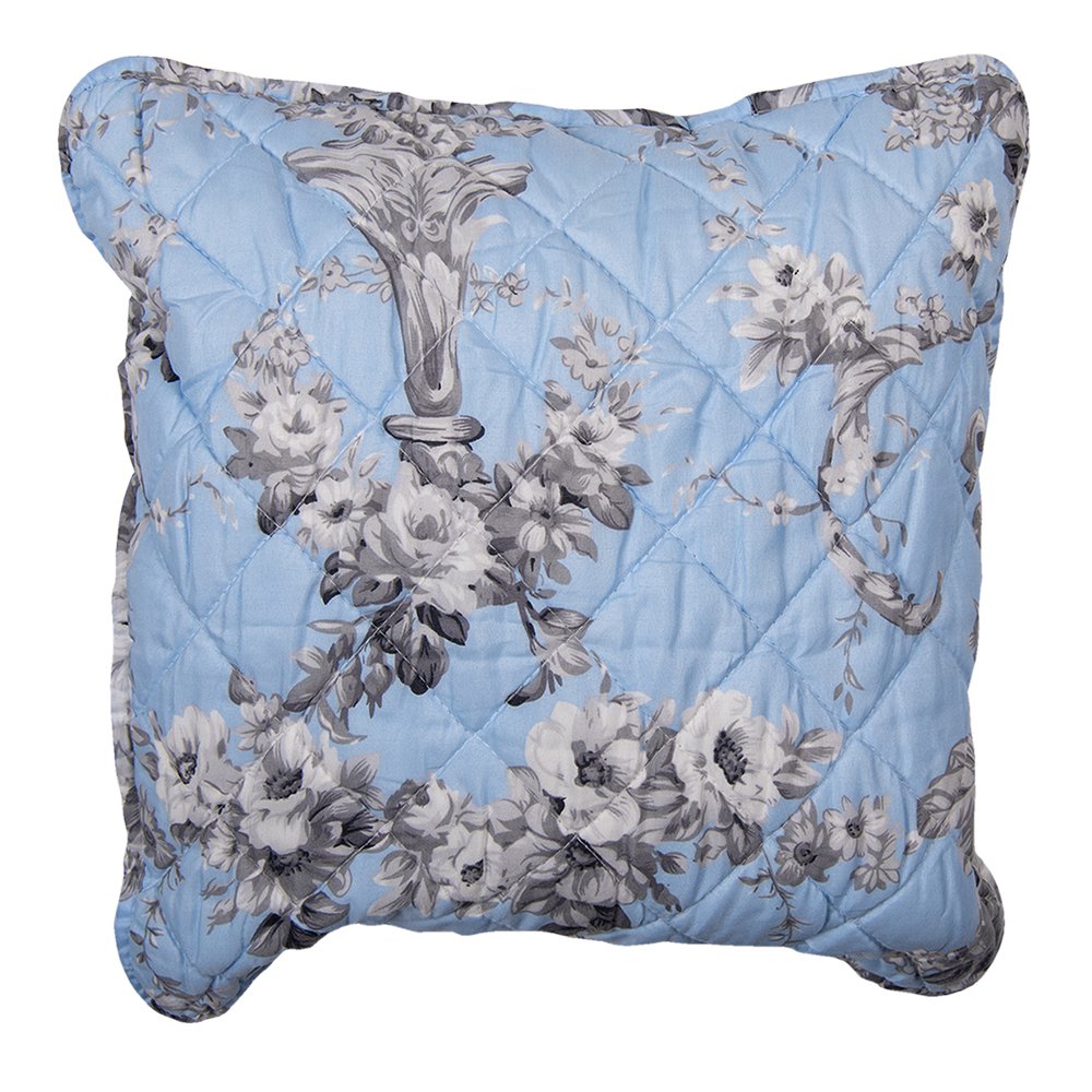 Kussenhoes 40x40 cm Blauw Polyester Bloemen Sierkussenhoes