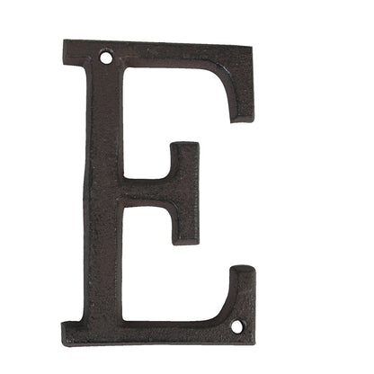 IJzeren letter E 13 cm bruin