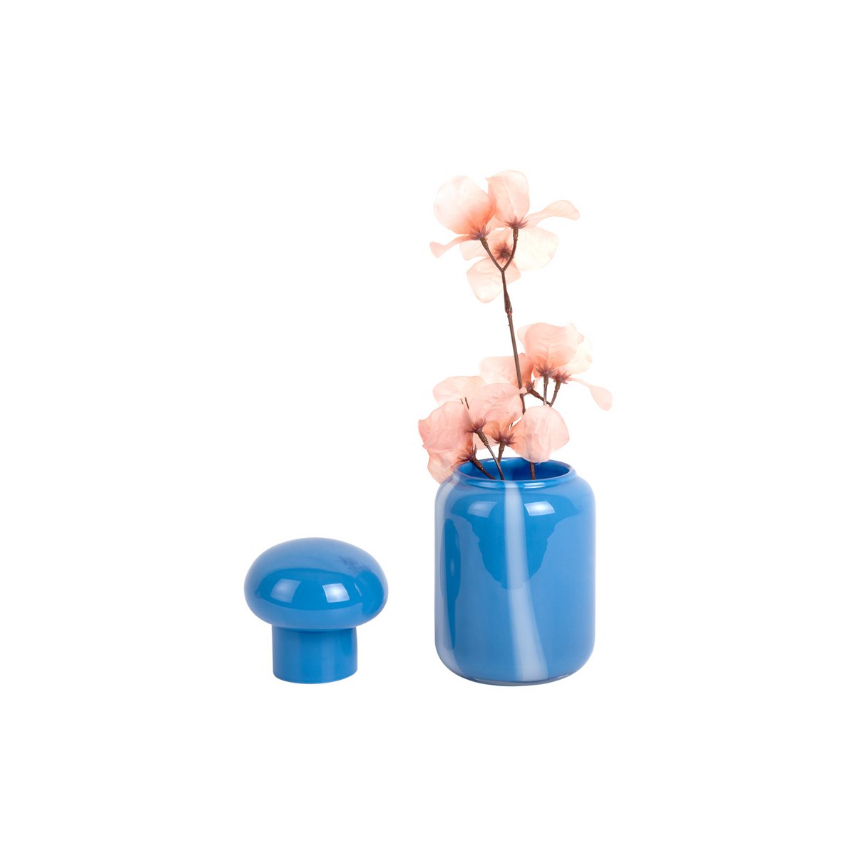 Vaas glas blauw wit streep 10x19 cm