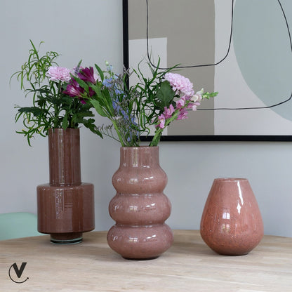 Vaas 30 cm bruin glas
