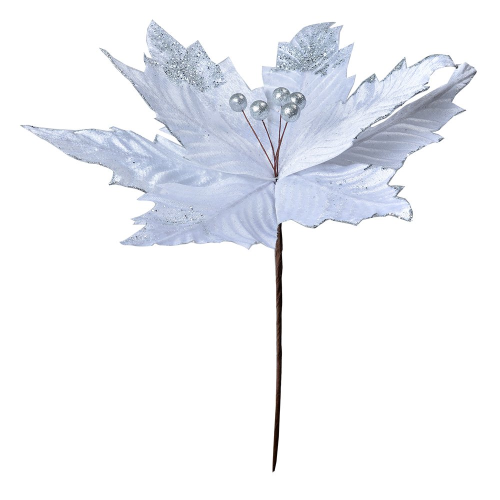 Artificial Poinsettia Ø 34x38 cm White Plastic Christmas Decoration