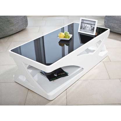 Salontafel 120x60x38 cm wit zwart MDF