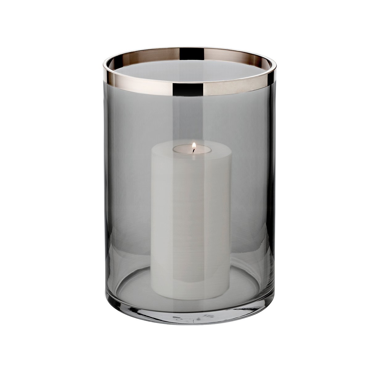 Lantaarn donker glas platina rand Ø15 cm