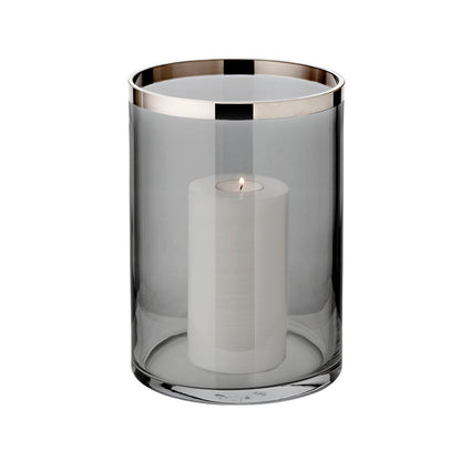 Lantaarn donker glas platina rand Ø15 cm
