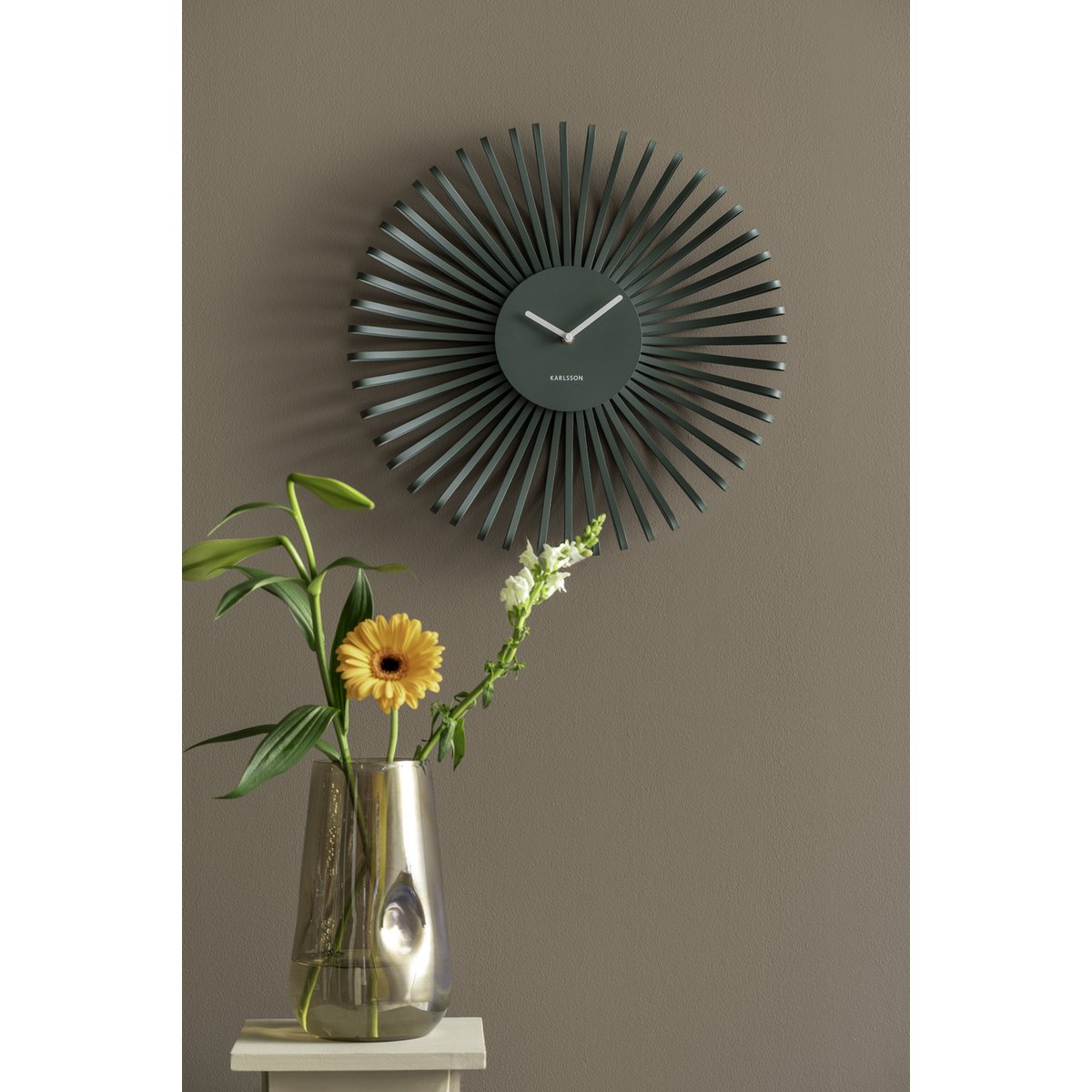 Wandklok 48 cm groen ijzer