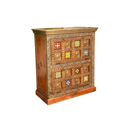 Schoenenkast 83x94x40 cm acacia metaal kleurrijk