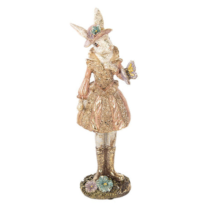 Decorative Figurine Rabbit 26 cm Beige Gold-colored Plastic