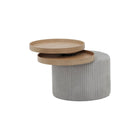 Side table light grey textured fabric