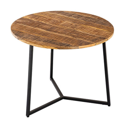 Salontafel Zijtafel Vast Hout 56 Cm Metalen Frame Zwart