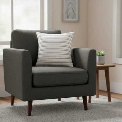 Kussenhoes 45x45 cm beige gestreept katoen