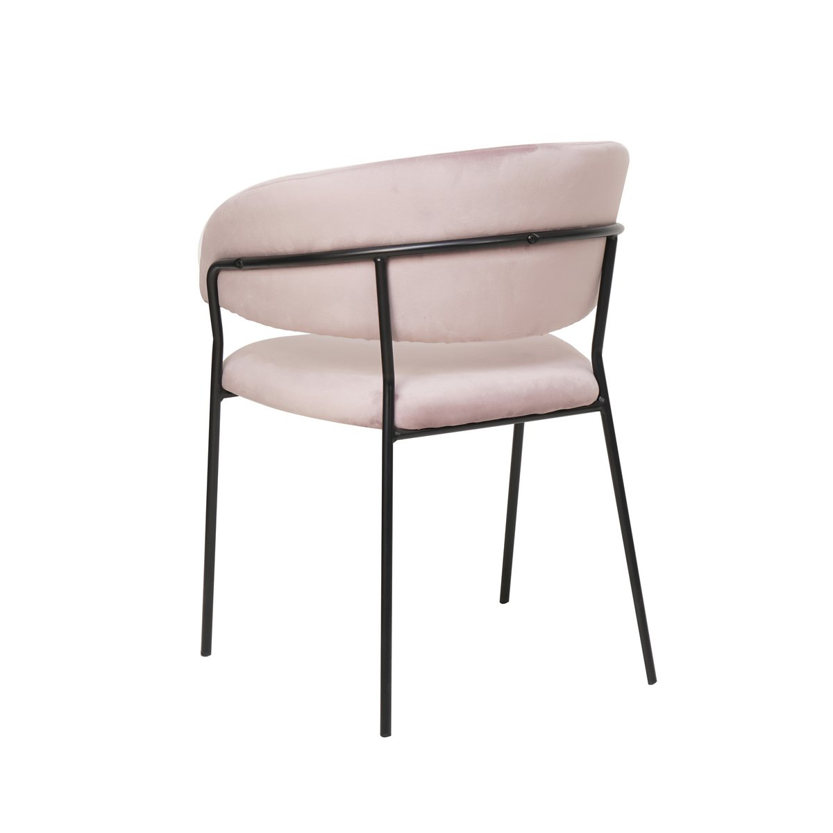 Stoel roze fluweel matzwart metaal 55x50x80 cm