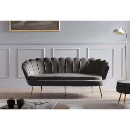 Shell 3-seater sofa in black velvet
