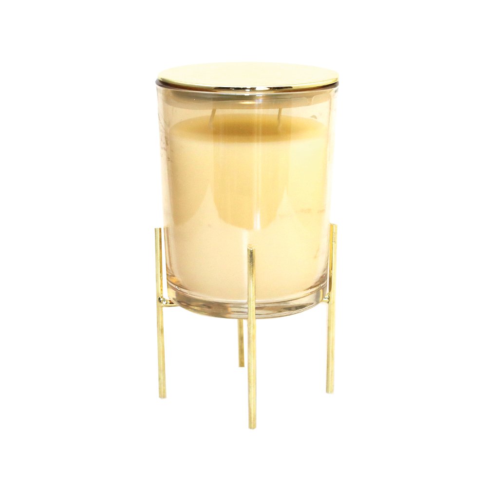 Golden candles vanilla perfume with gold metal support