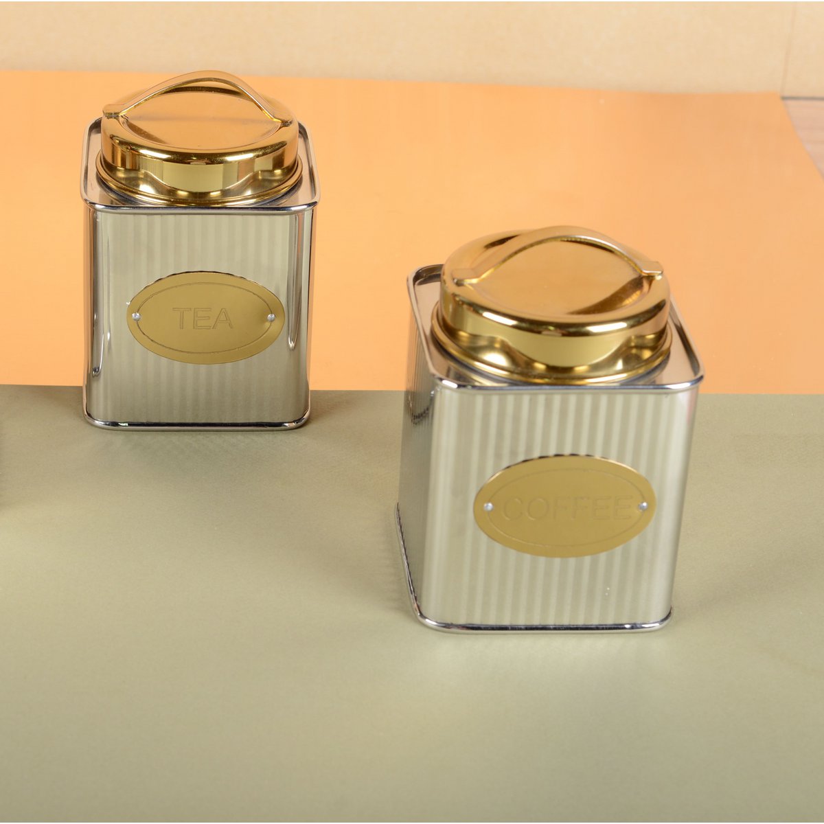 Koffiekast 10x10x10 cm roestvrij staal zilver goud