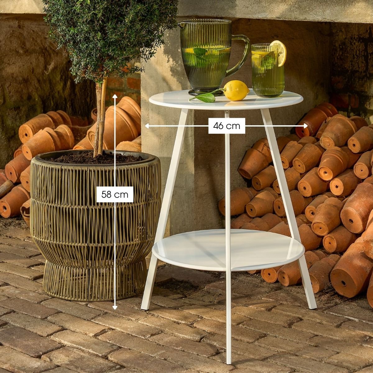 Bijzettafel Seatle Ø46x58 cm metaal wit