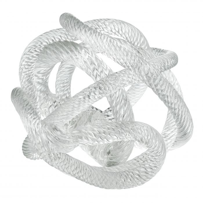 Glazen sculptuur geknoopt Ø10 cm wit
