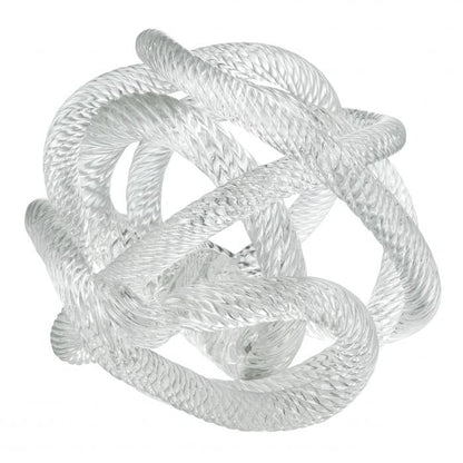 Glazen sculptuur geknoopt Ø10 cm wit