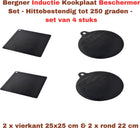 Inductiebeschermer set 4 stuks 22 cm 25x25 cm zwart