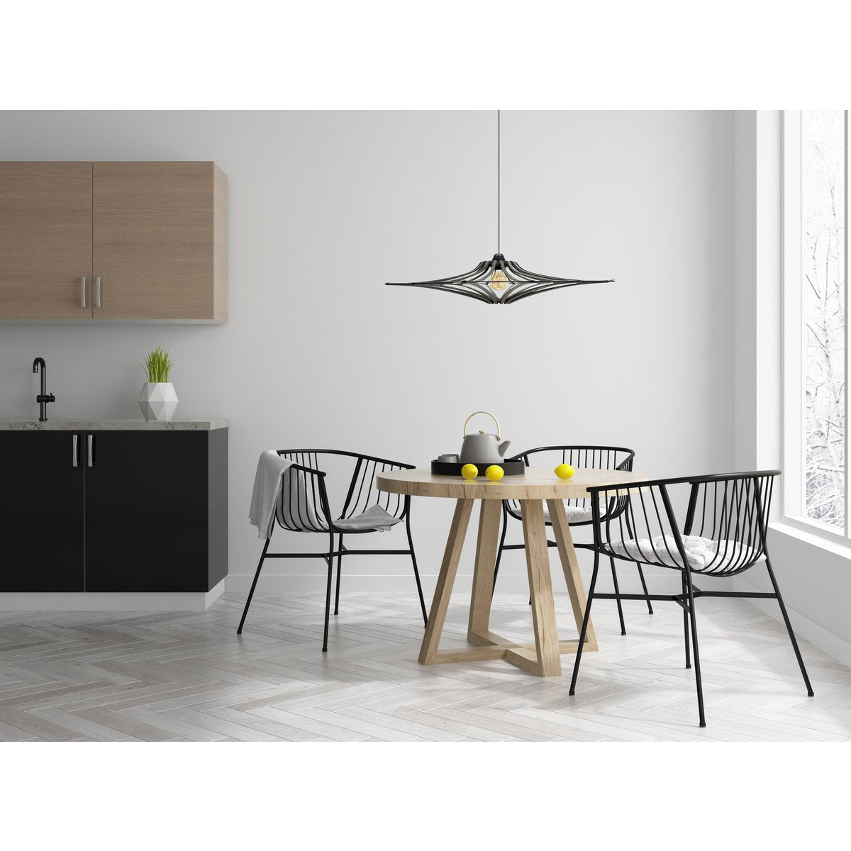 Hanglamp zwart hout D65 cm