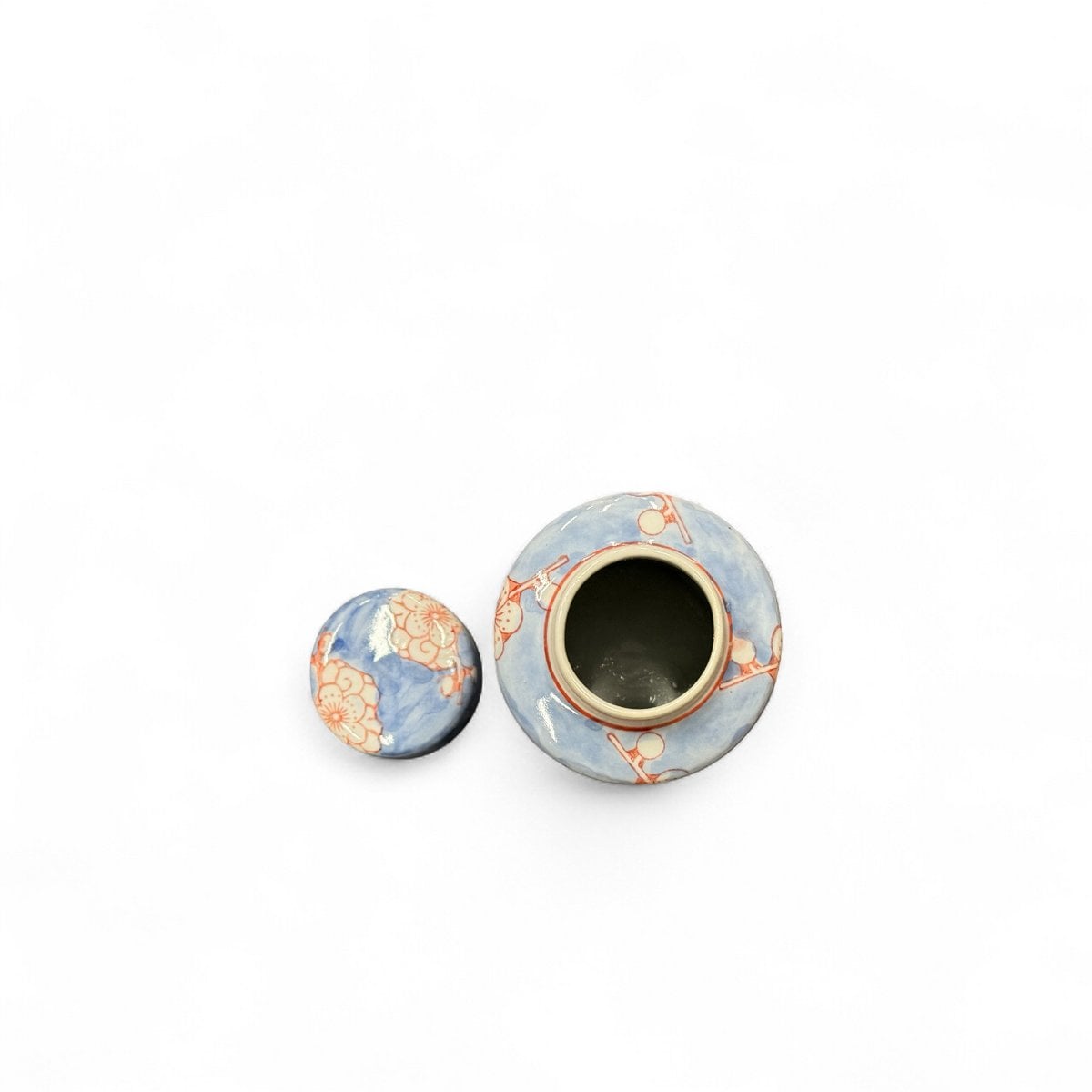 Mini vaas porselein blauw met deksel