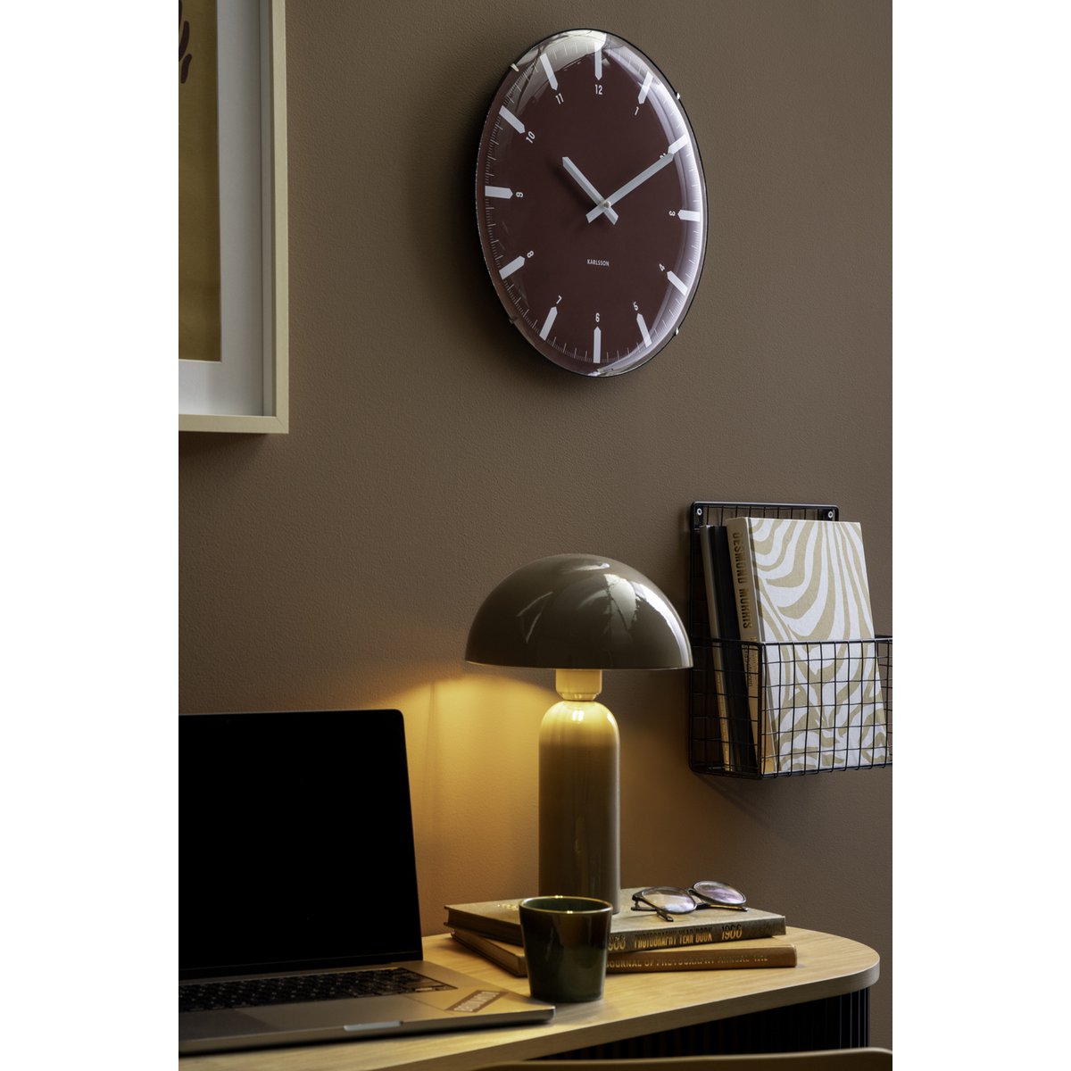 Wandklok 35 cm rood
