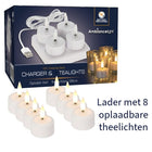 Led theelichtjes oplaadbaar 8 stuks met lader