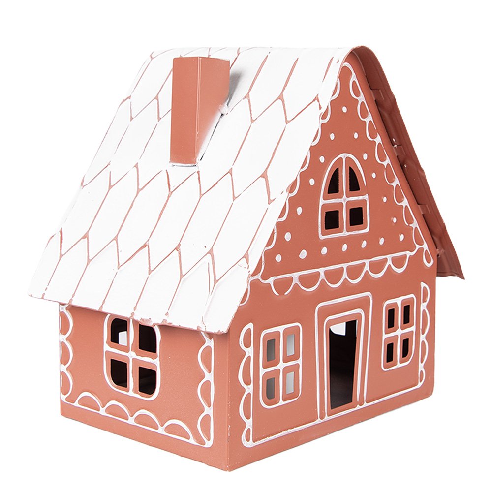 Decoratie huis LED 23x18x23 cm bruin metaal