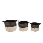 Opbergmand set van 3 touw Ø 52/46/37 cm zwart wit