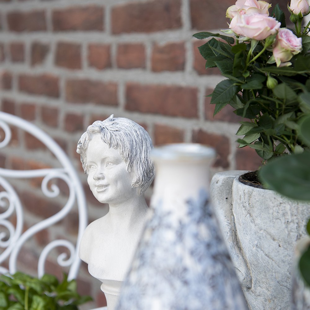 Beeld meisje 14x9x27 cm beige polyresin